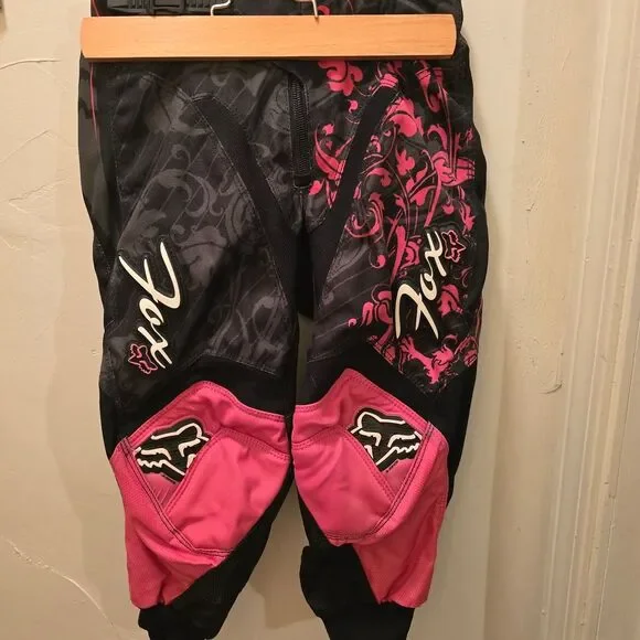 🤎 Fox Kids Motocross Race Pants, Black and Pink